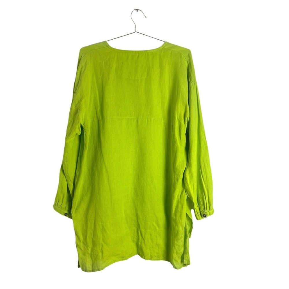 Gudrun Sjoden Lime Green Linen Tunic Top - Picture 5 of 5